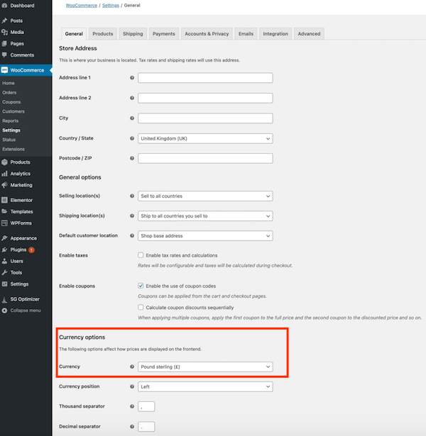 Woocommerce Settings设置