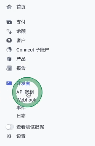 找到“开发者”下的“API秘钥”